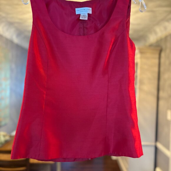 NWOT Vintage Jackie Jon New York Red Faux Raw Silk Blazer Set. Size 6 - Picture 4 of 8